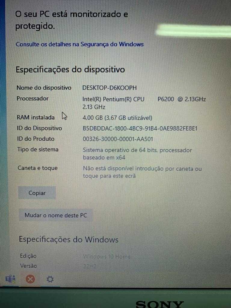 Portátil SONY Vaio PCG-71311M P6200 2.13GHz 4Gb RAM