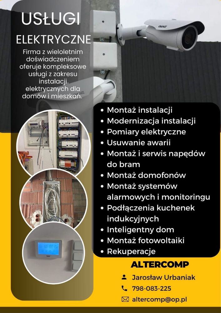 Elektryka, domofony, automaty do bram, wsparcie IT