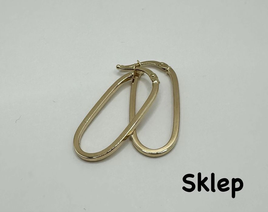 Złote Kolczyki Koła Kołka Owalne Pr.585 NOWE !