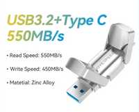 Флешка MOVESPEED 256 GB Pen Drive 550MB/s USB 3.2 Type C. Флеш-диск