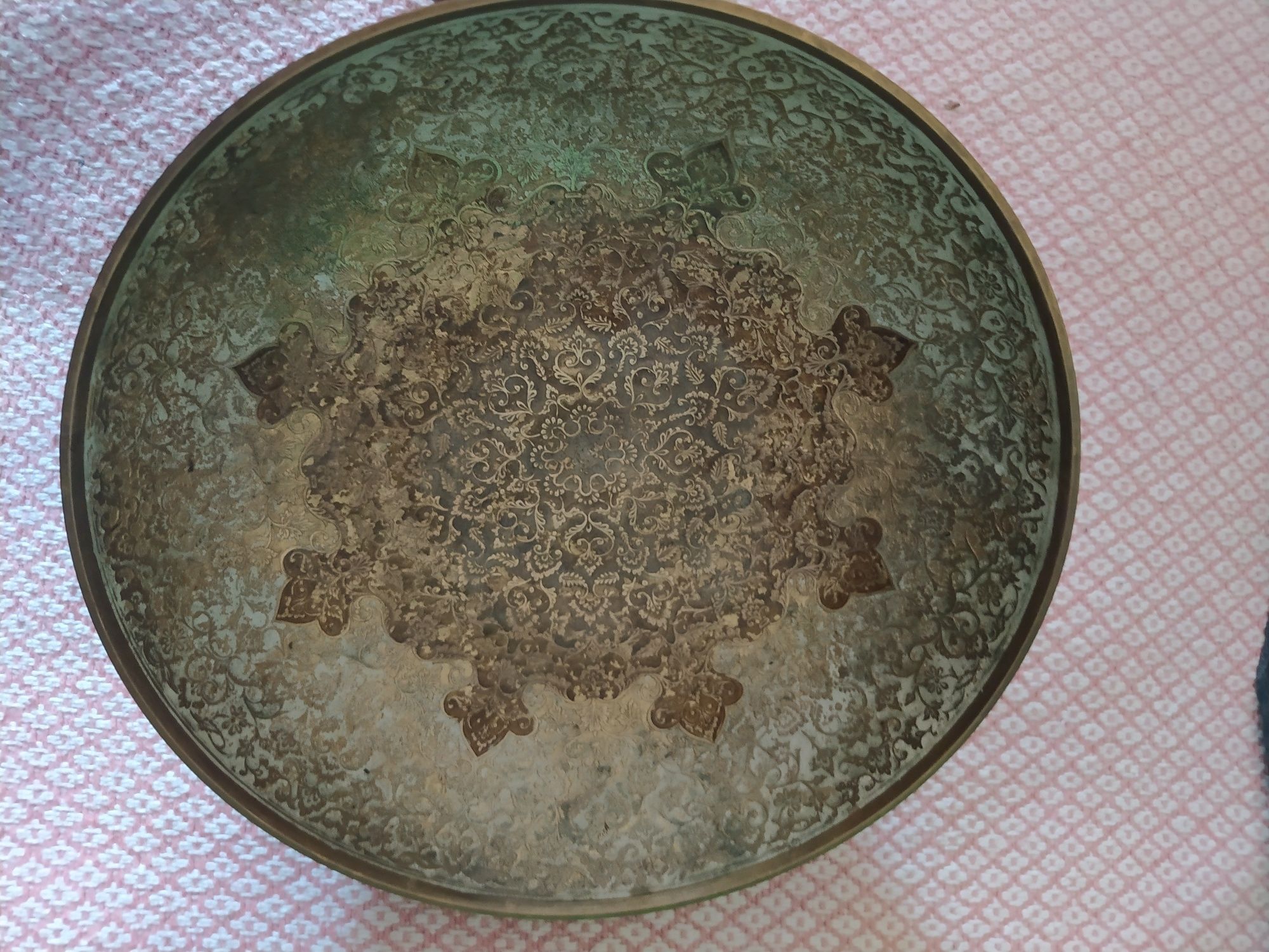 Patera Talerz z Mosiądzu Indyjski Orientalny PRL Antyki