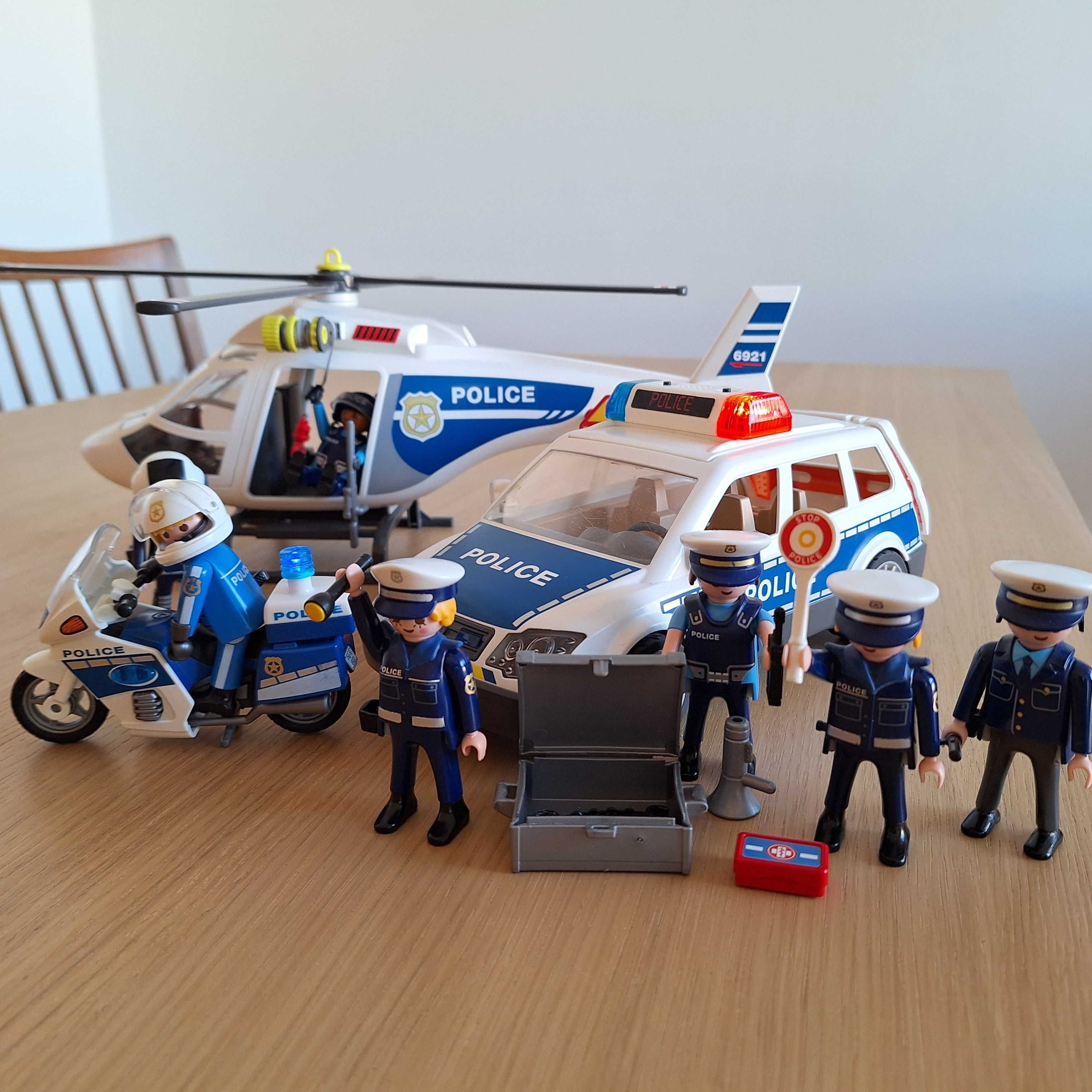 Playmobil policja helikopter motor radiowóz areszt