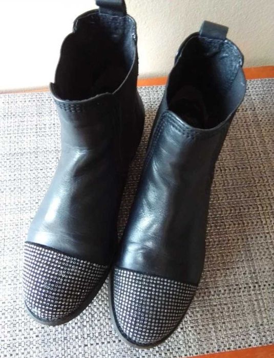 Portugal Skórzane sztyblety cyrkonie 36