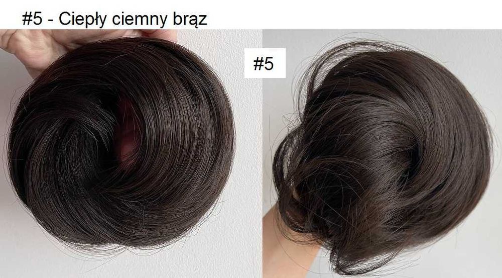 DOCZEPIANY KOK NA GUMCE doczepiane włosy brąz treska dopinka