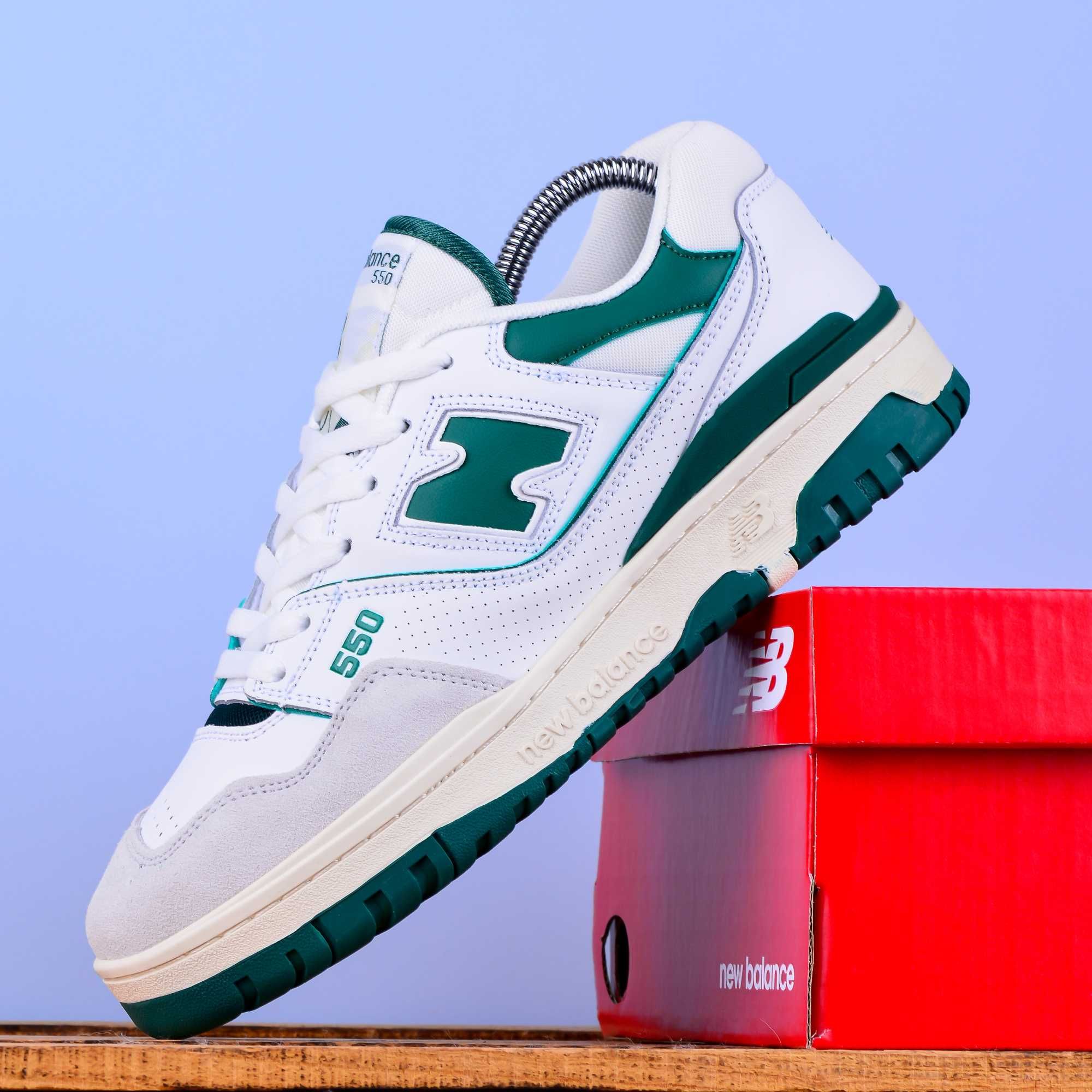 (1980) Чоловічі Кросівки New Balance 550 білі з хакі (41-45)