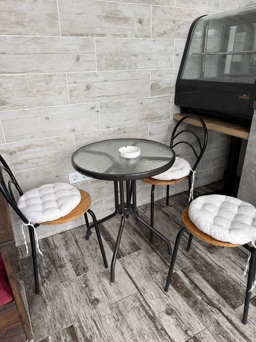 Столик стол вуличний метал скло