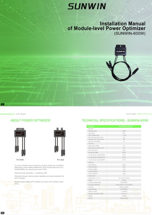 Sunwin 600w Optimizer64586356060801121