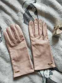 Skórzane rękawiczki Mohito pudrowy róż