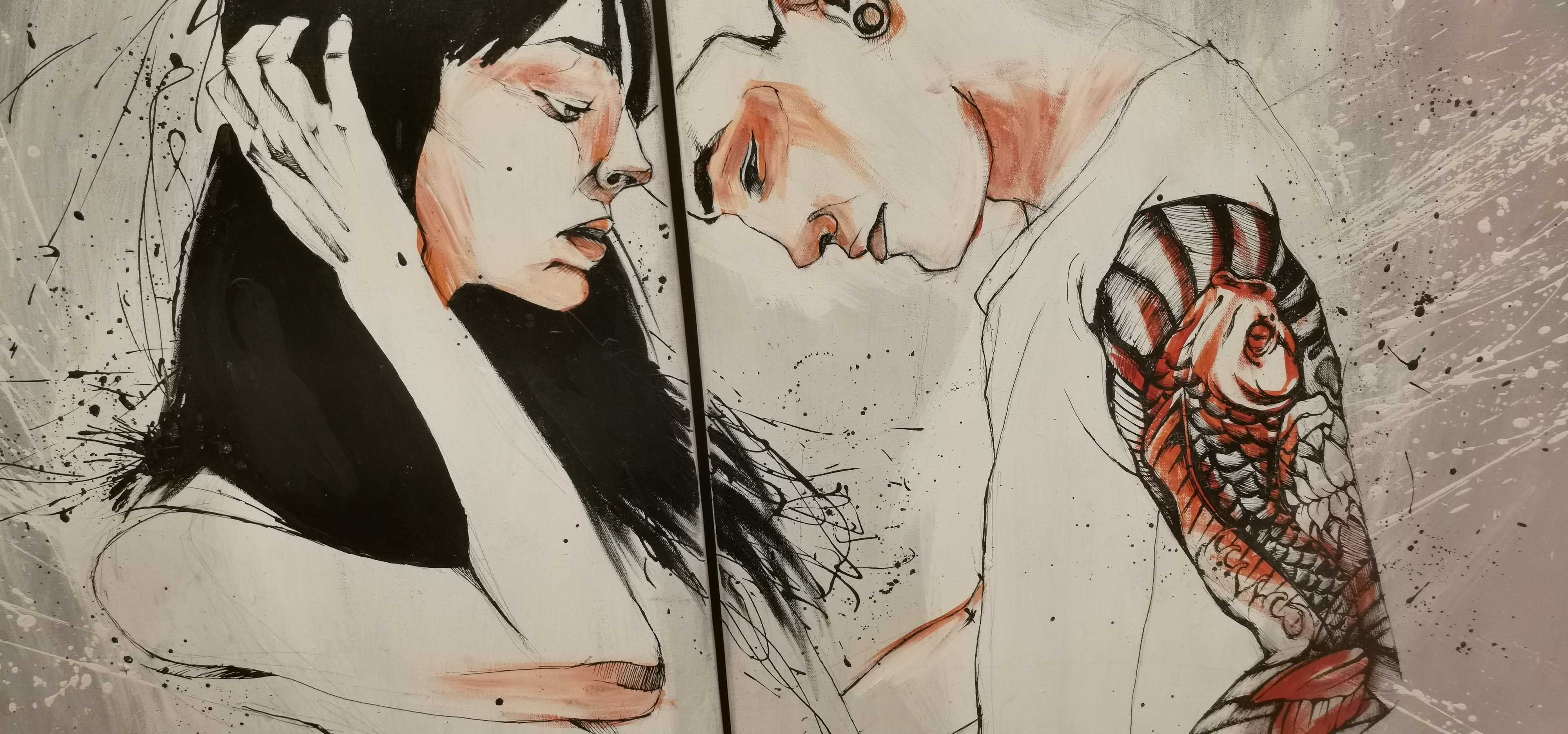 Dois Quadros Artístico Mulher Homem Alternativos