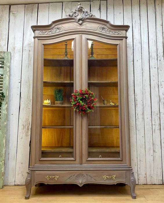 BIBLIOTEKA witryna szara Ludwik XV Francja drewno Antyk 1930 r.