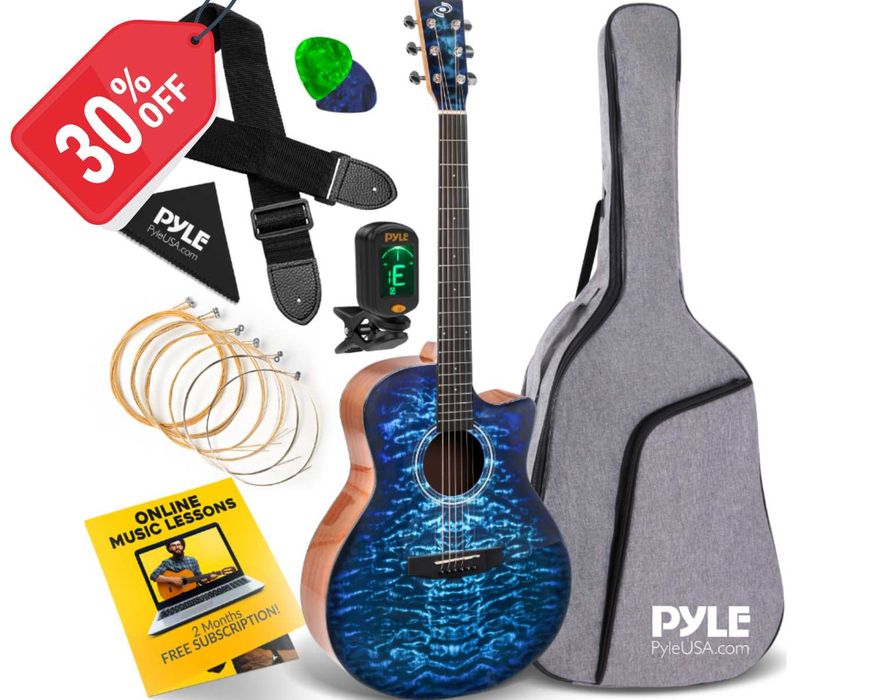 GITARA Akustyczna 4/4 Akcesoria Zestaw Początkujący | WYPRZEDAŻ -20%