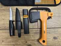 Siekiera Fiskars X5 + ostrzałka, nóż i pokrowiec