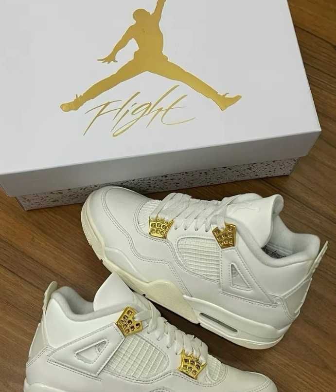 nowy Jordan 4 Retro Metallic Gold Moda rozmiar.46