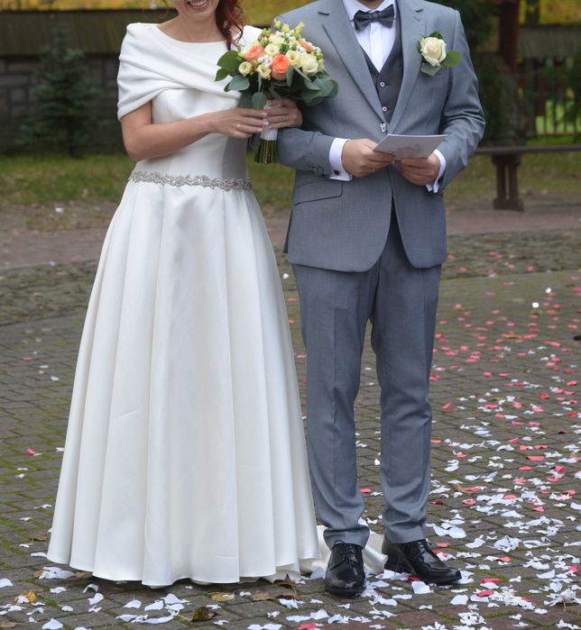 Suknia ślubna rozm 36, elegancja mikado