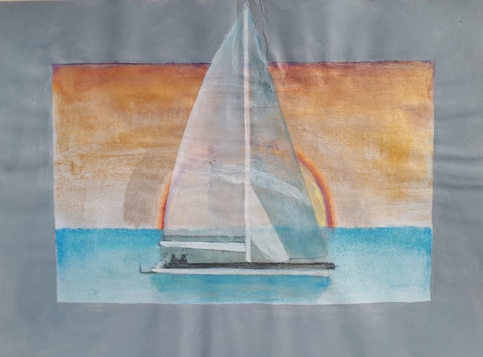 Pintura original e assinada Veleiro