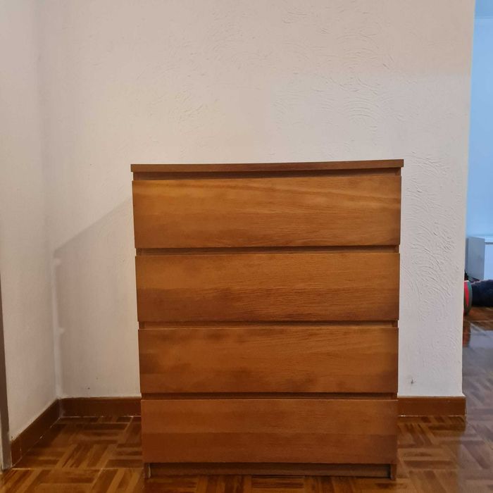 Cómoda MALM c/ 4 gavetas, chapa de carvalho - IKEA