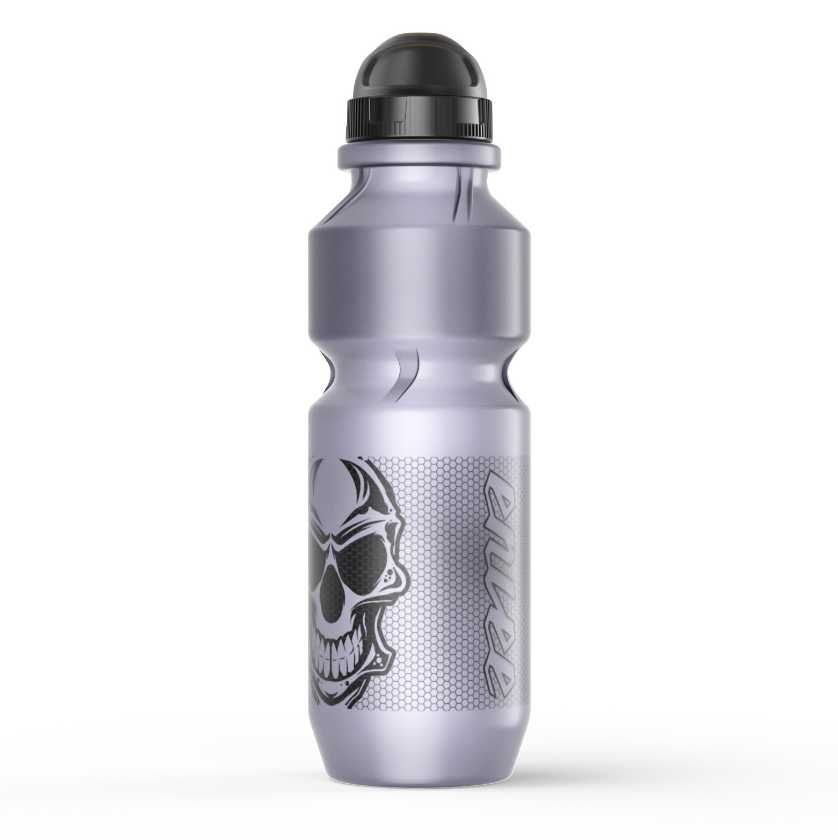 Bidon rowerowy treningowy 750 ml fitness motyw czaszka szary
