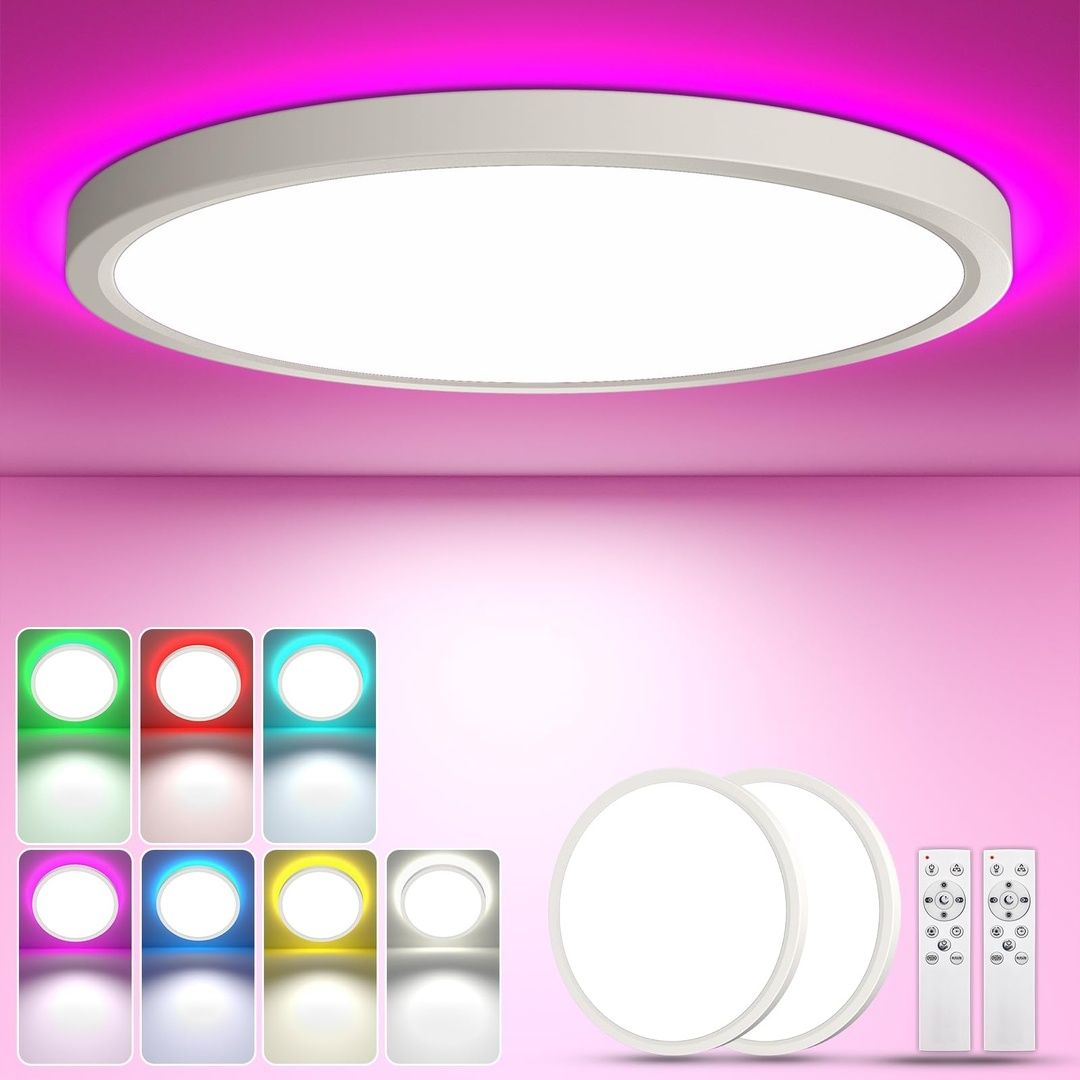 Set 2 Candeeiros de Teto LED RGB YiLaie 24W – Nova (Caixa aberta)