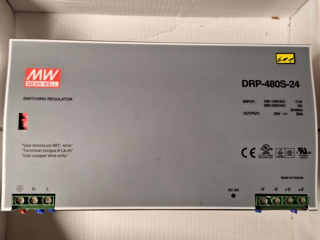 Zasilacz na szynę din. 480W. drp-480s-24