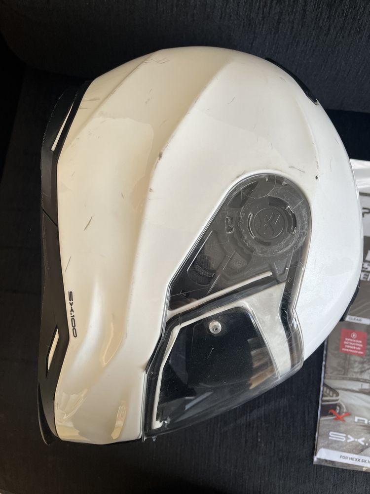 Vendo capacete integral Nexx branco + pin lock tamnho S