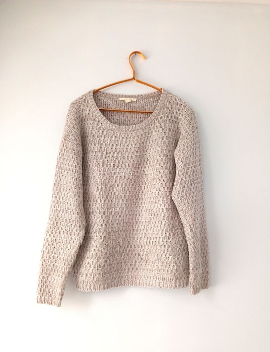 Sweter damski zimowy L Xl beżowy bawełniany Esprit