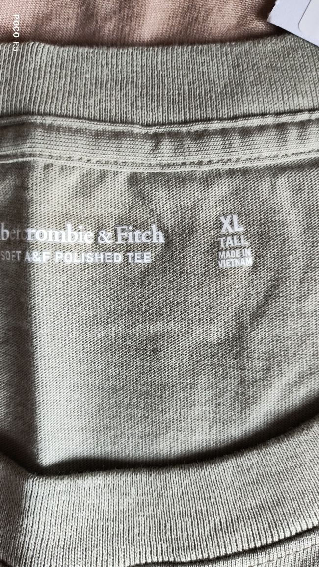 Abercrombie & Fitch oliwkowy t-shirt rozm XL T długi