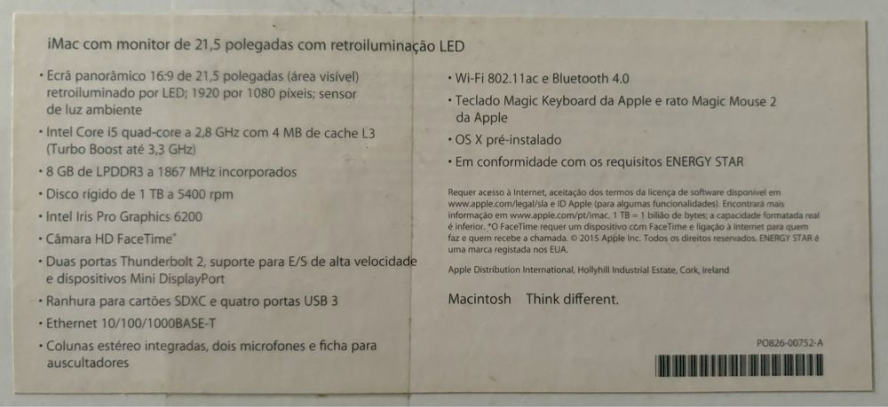 iMac 21.5’ LED (1TB)