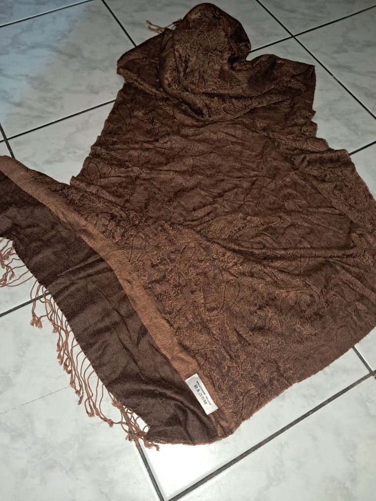Elegancka  duża etola szal  kaszmir jedwab