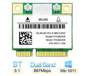 Wi-Fi 5 модуль DualBand+BT 5.1 Realtek RTL8822CE 5ГГц mini PCI-E