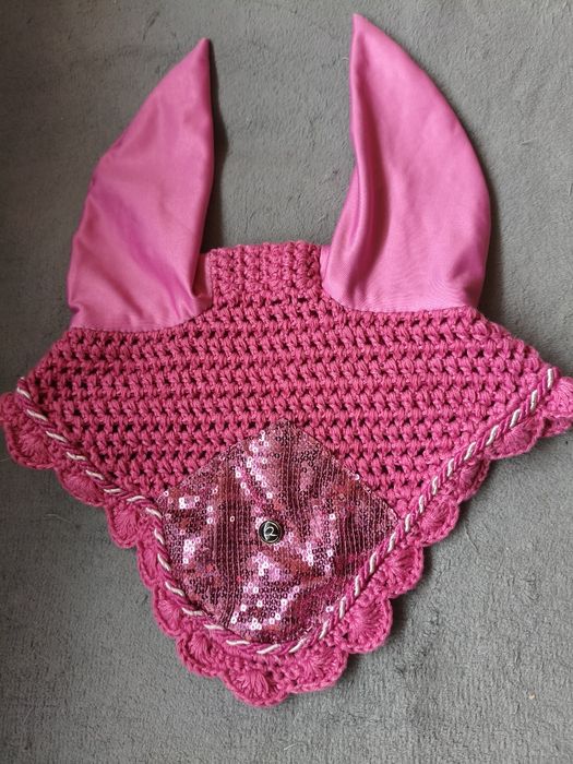 Nauszniki różowe błyszczące z cekinami full