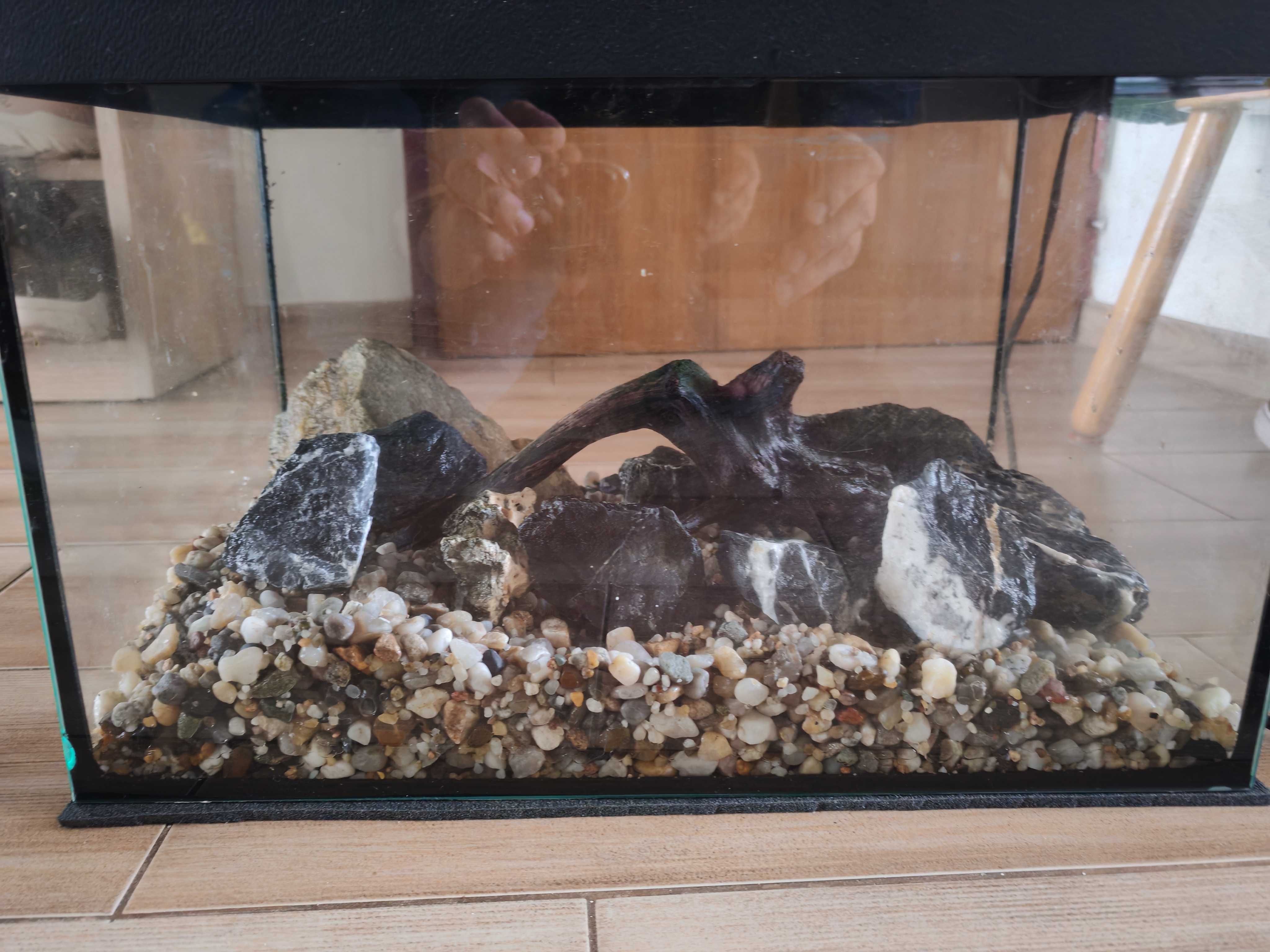 Akwarium 25l  oświetlenie filtr kamienie