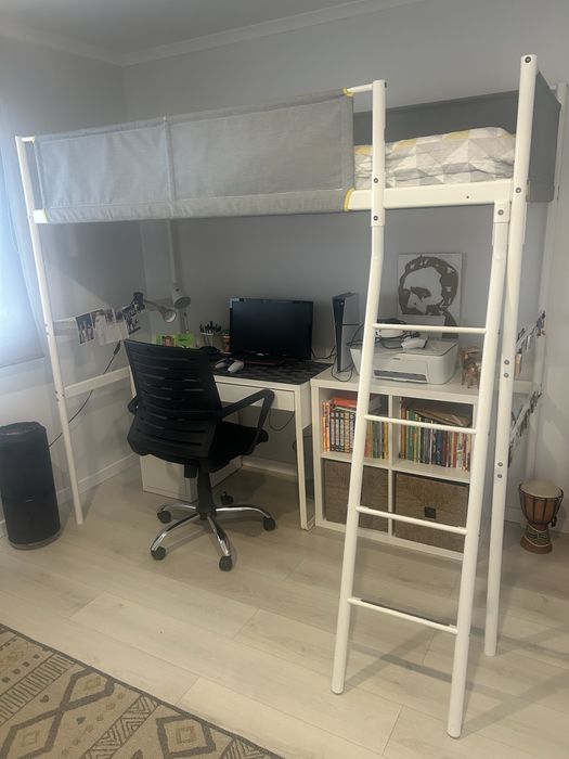 Cama alta de solteiro com colchao incluido