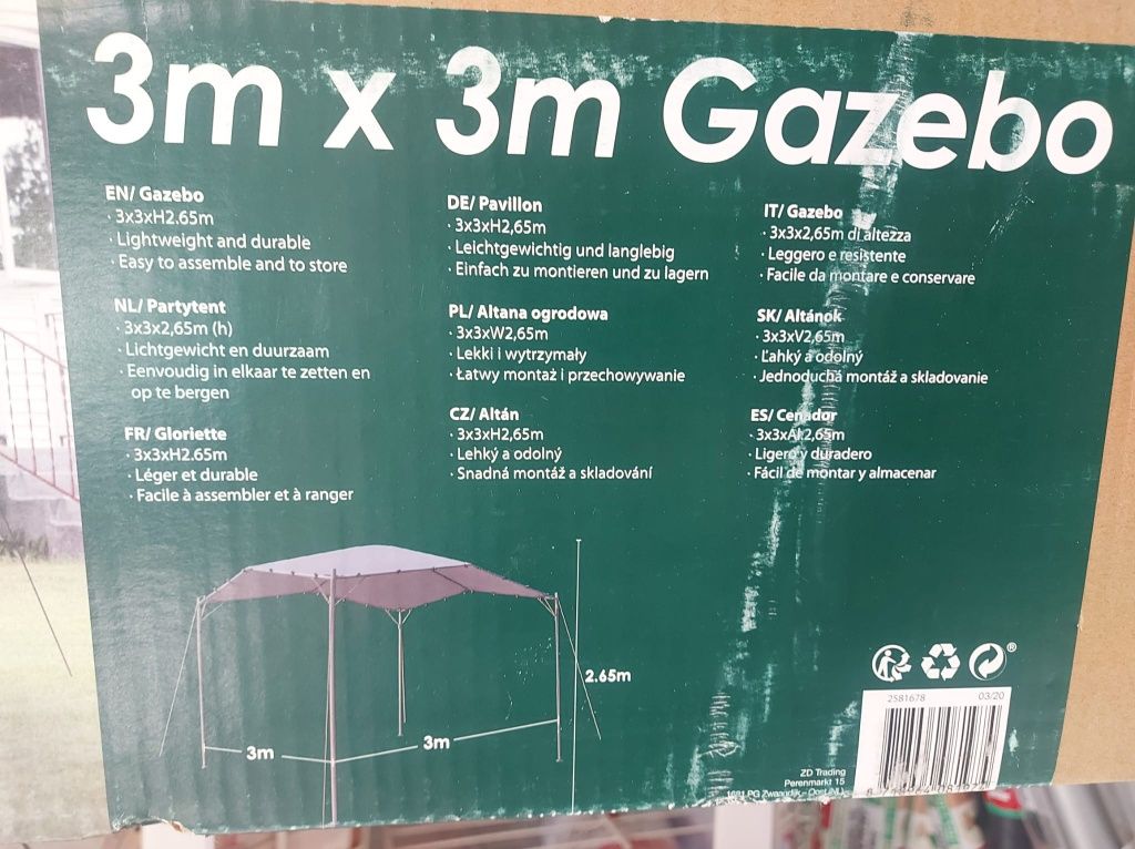 Altanka ogrodowa pawilon Gazebo 3 x 3 m Nowe