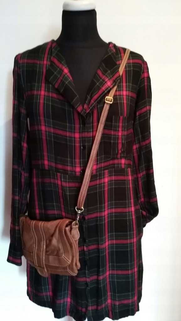 ZARA Tunika/Sukienka szkocka kratka BOHO r36/38