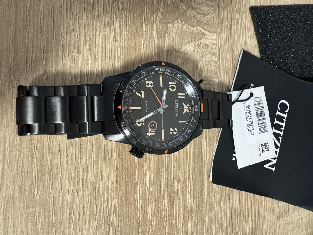 Citizen BM7555-83E-Японський авіатор в чорному корпусі. Eco-Drive 43мм