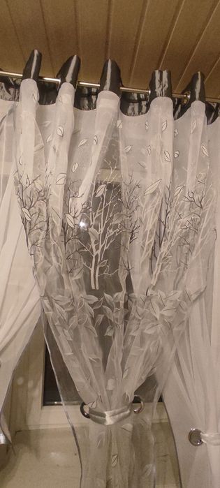 Firanka biało szara 500*160