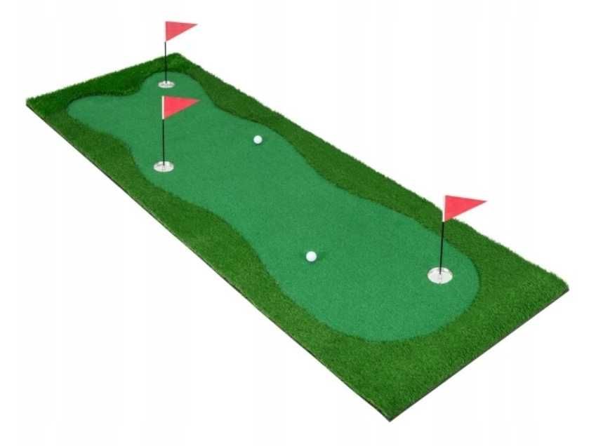 Mata golfowa do puttingu ze sztuczną trawą z akcesoriami 300x100 cm