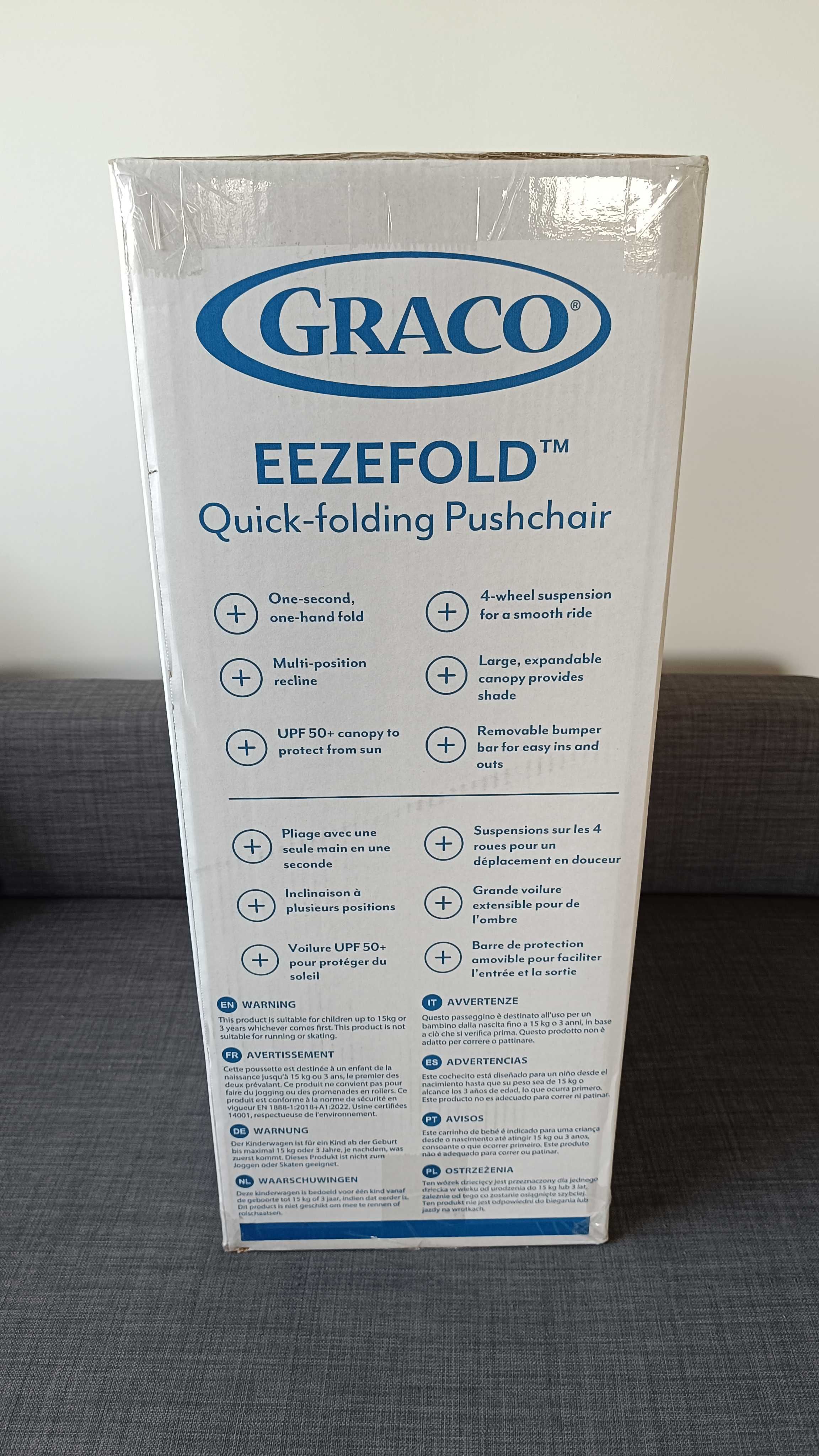 Nowy wózek spacerowy Graco EeZeFold 0-3 lat (0-15 kg), szary, grey