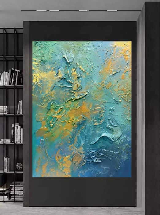 Obraz abstrakcyjny abstrakcja recznie malowany strukturalny