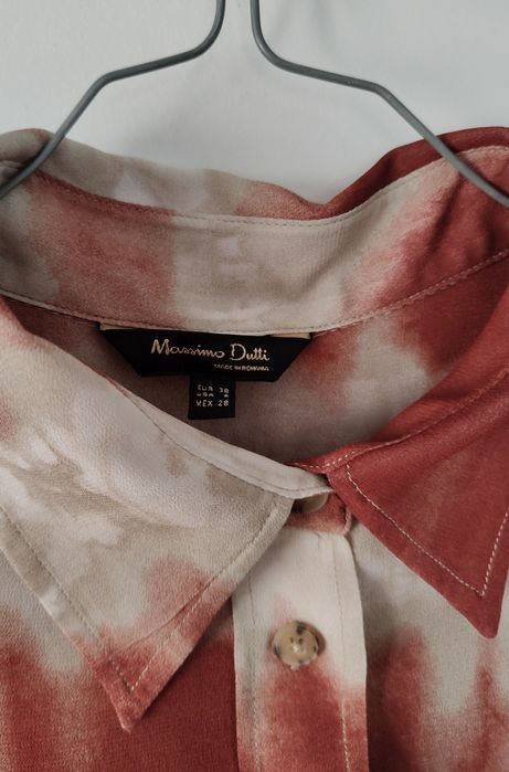 Koszula Massimo dutti 36 S tie dye bordowa wiskozowa beżowa