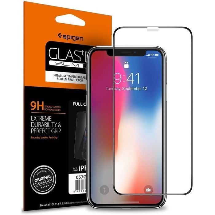 Szkło Hartowane Spigen 9H Case Friendly DO iPhone X XS 11 Pro Czarne