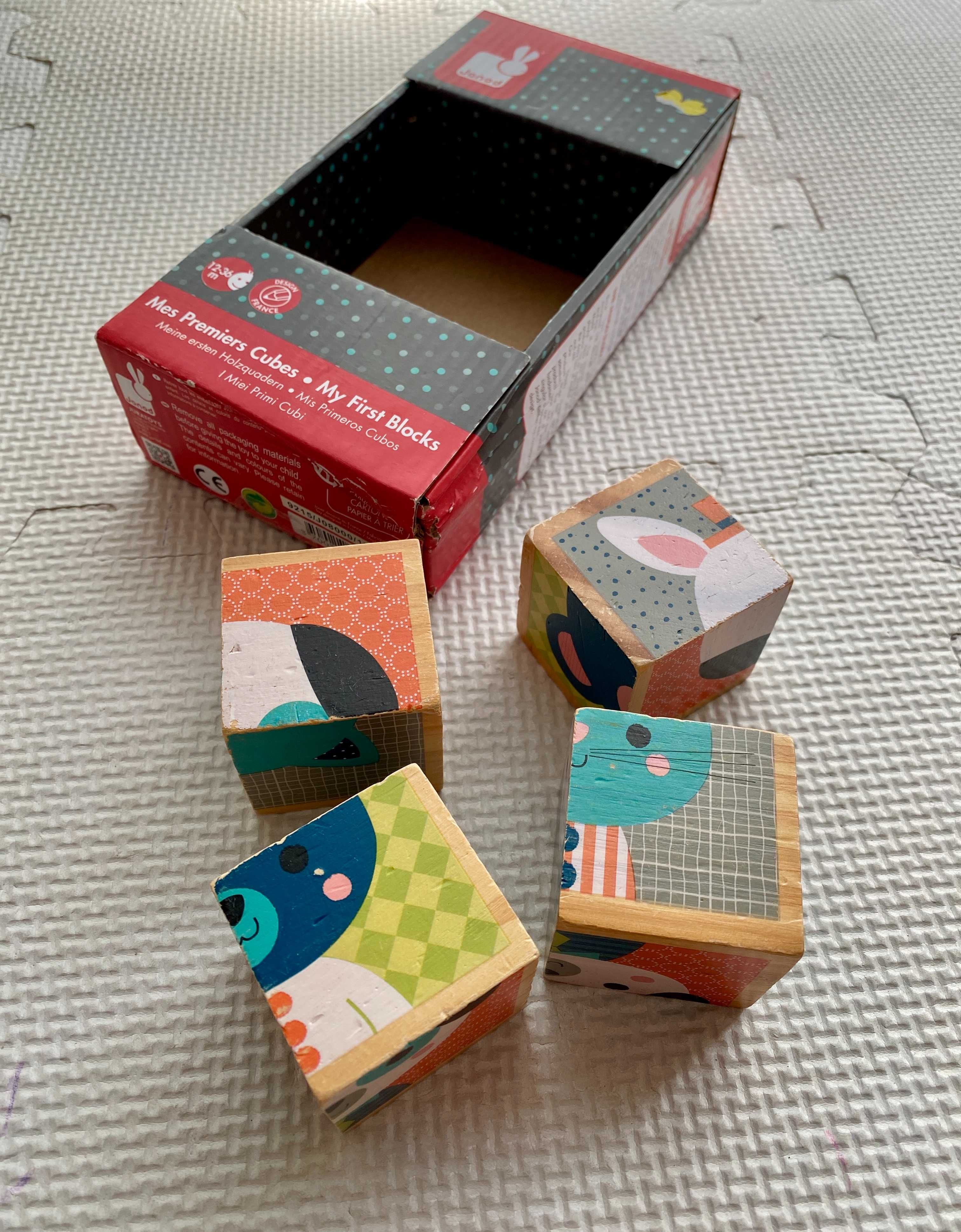 Klocki drewniane Puzzle 6w1 Zwierzątka, Janod