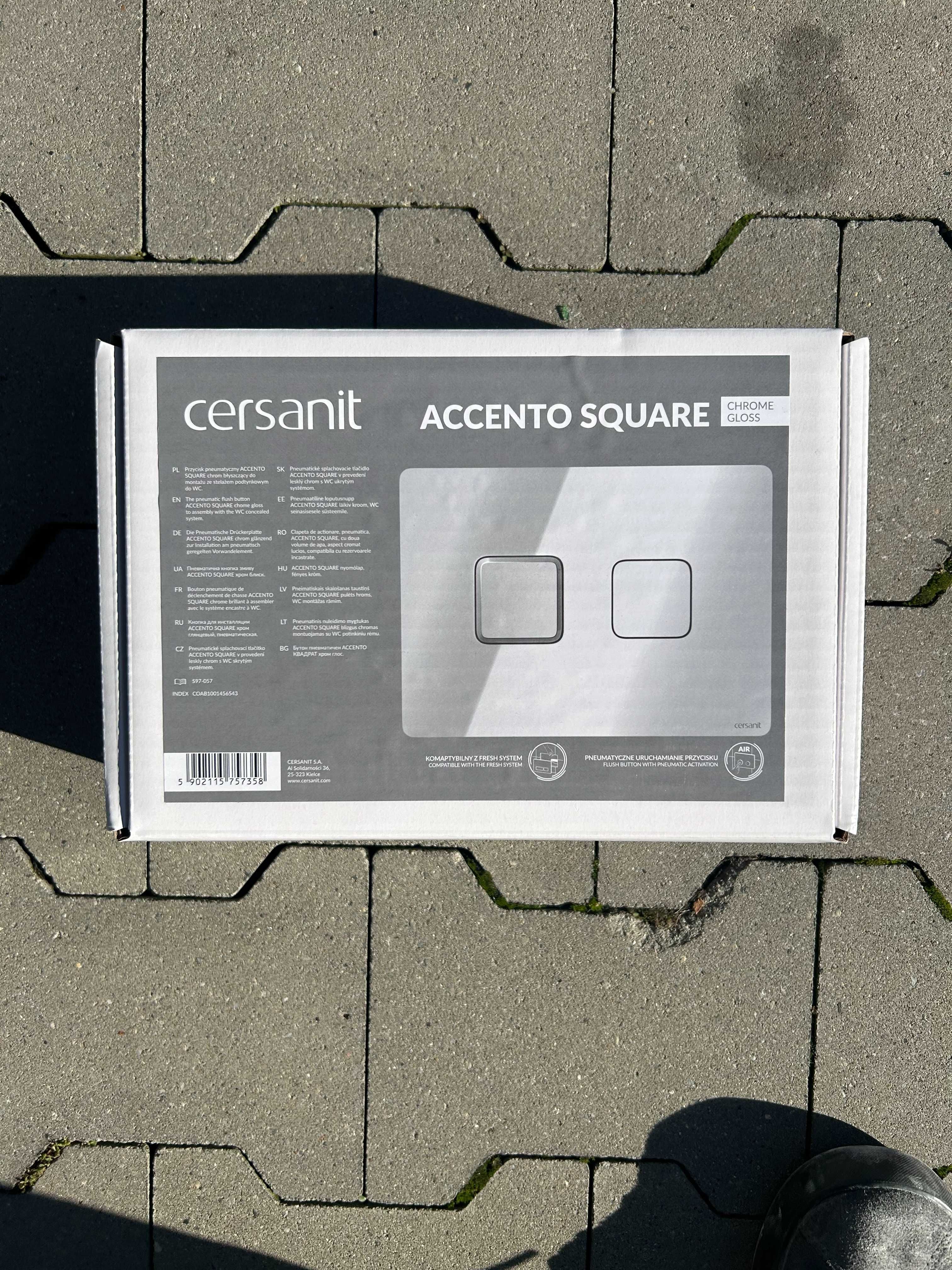 Przycisk Pneumatyczny Accento Square Chrom Błyszczący
