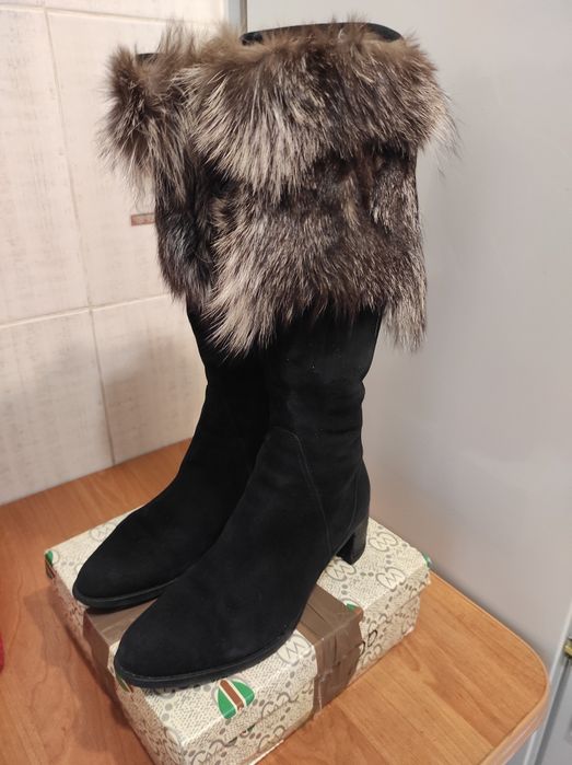 Carlo Pazolini Чобітки зима нат замш, цегейка, хутро чорнобурка