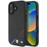 Etui BMW Carbon Tricolor Line MagSafe na iPhone 16 Plus - czarne
