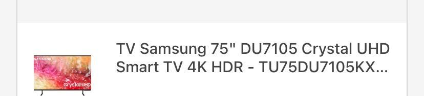 TV Samsung 75’’ DU7105 Crystal UHD