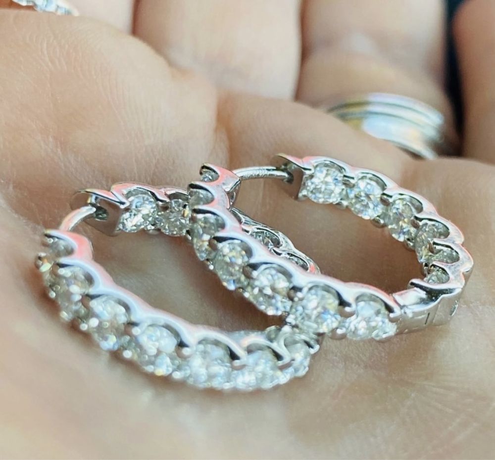 Невероятно яркий серьги с муассанитами 0.10ct серебро 925