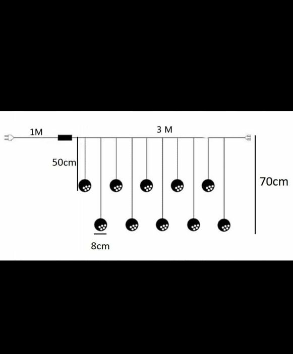 Girlanda kurtyna  LED wewnątrz kolorowe bąbki 3m