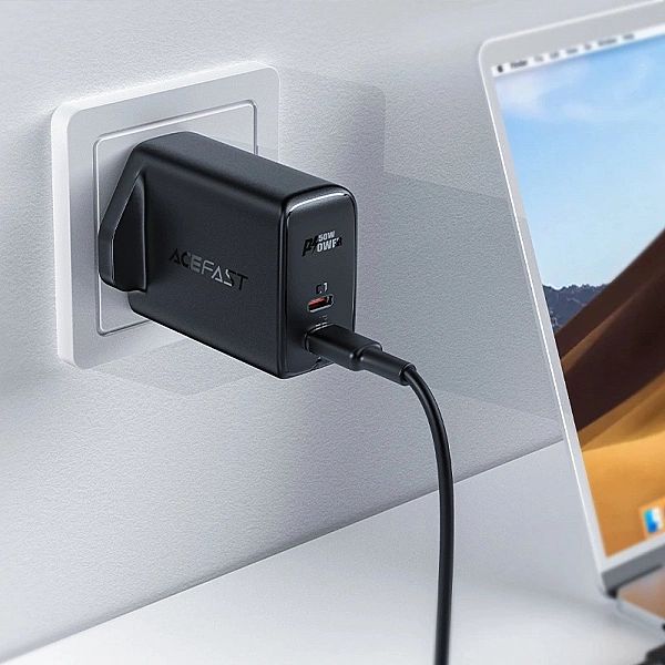Acefast ładowarka sieciowa GaN (wtyczka UK) 2x USB Typ C 50W, Power De