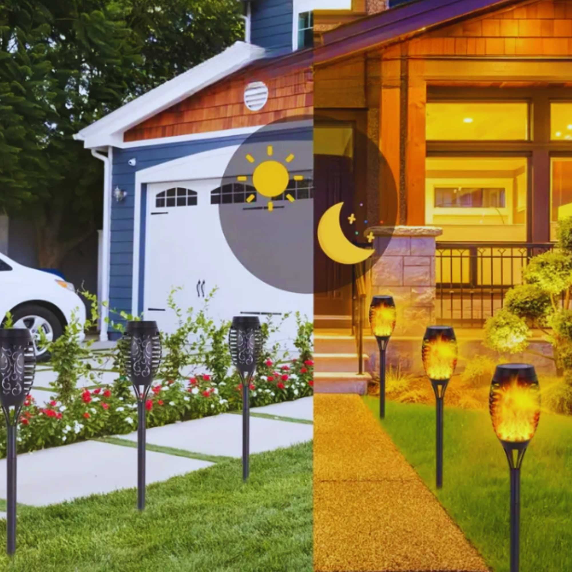 LAMPA Solarna LED POCHODNIA Efekt Płomienia Ogień x 4 sztuki Płomień